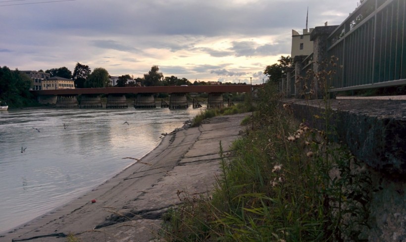 by the river